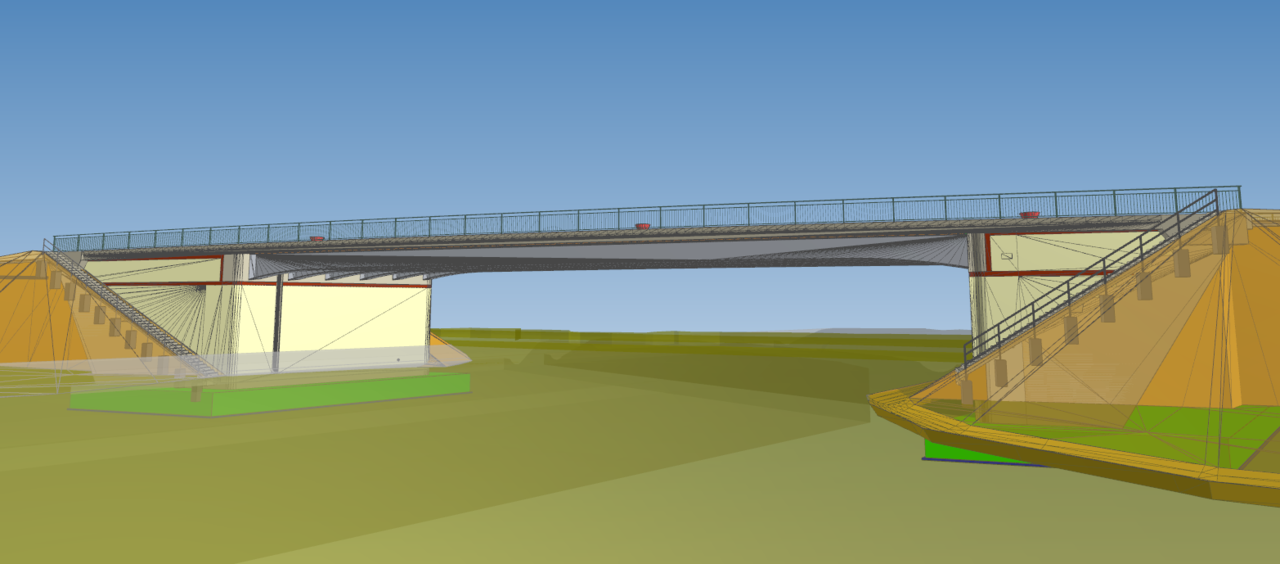 Blick ins Modell des Überleitungsbauwerks BW12Ü, Überleitung der Landesstraße L 44 über die A 14