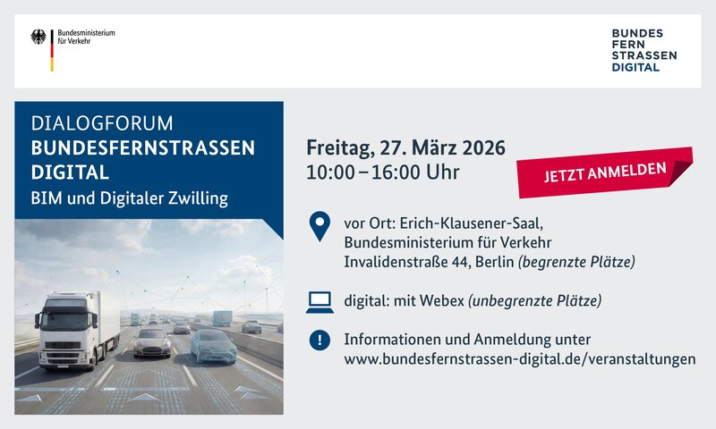Einladungskarte für das Dialogforum Bundesfernstraßen Digital am 27. März 2026